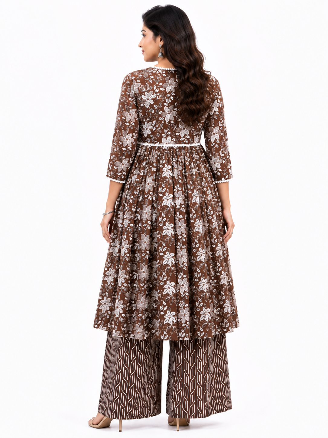 Women's Anarkali Floral Print Kurti with Palazzo