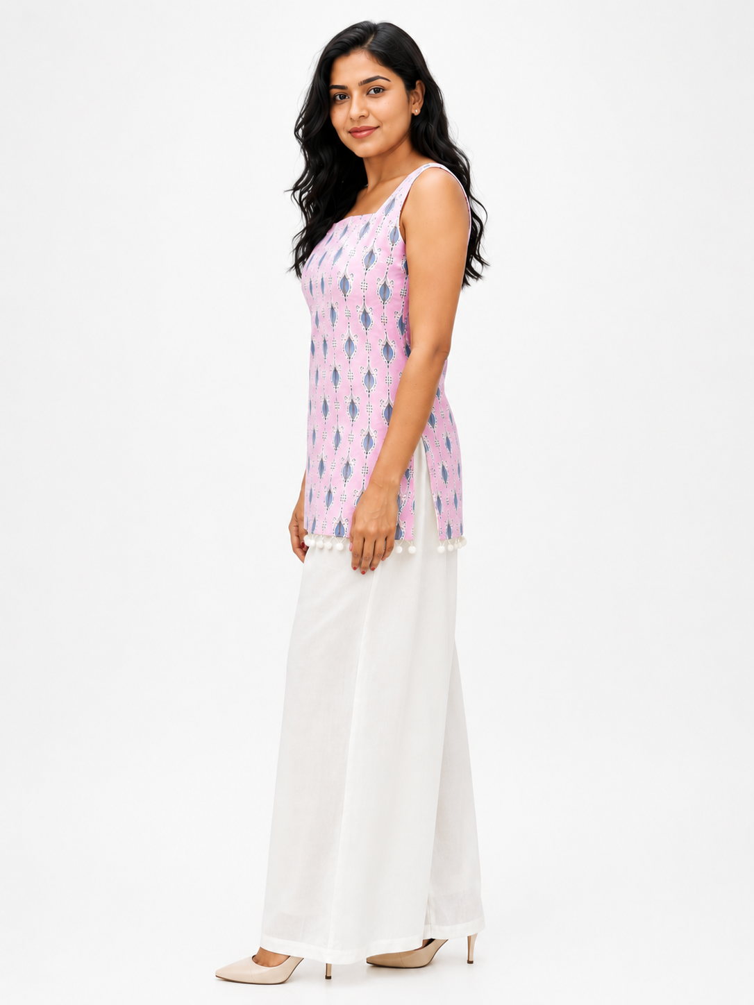 Cotton Block Print Sleeve less short Kurti